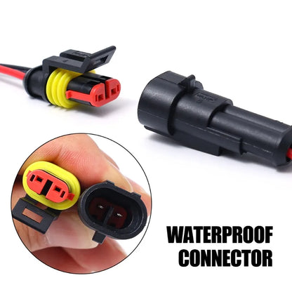 Waterproof Kit 2-Pin Electrical Connector Male/Female Terminal Plugs and Sockets for Auto Marine Truck Wiring Installation Parts